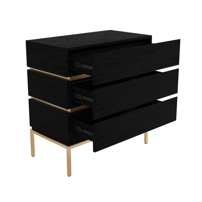 Black 3 Drawer Chest of Drawers - Xander