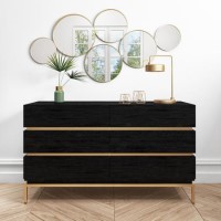 Black 6 Drawer Wide Chest of Drawers - Xander