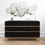 Black 6 Drawer Wide Chest of Drawers - Xander