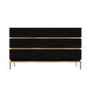 Black 6 Drawer Wide Chest of Drawers - Xander