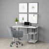 GRADE A1 - White High Gloss and Chrome Desk with Shelves - Xavier
