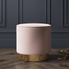Xena Velvet Pouffe in Baby Pink - Small Round Upholstered Stool
