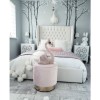 Xena Pouffe in Baby Pink Velvet - Small Round Upholstered Stool
