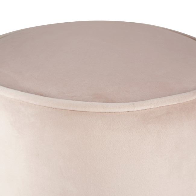 Xena Velvet Pouffe in Baby Pink - Small Round Upholstered Stool