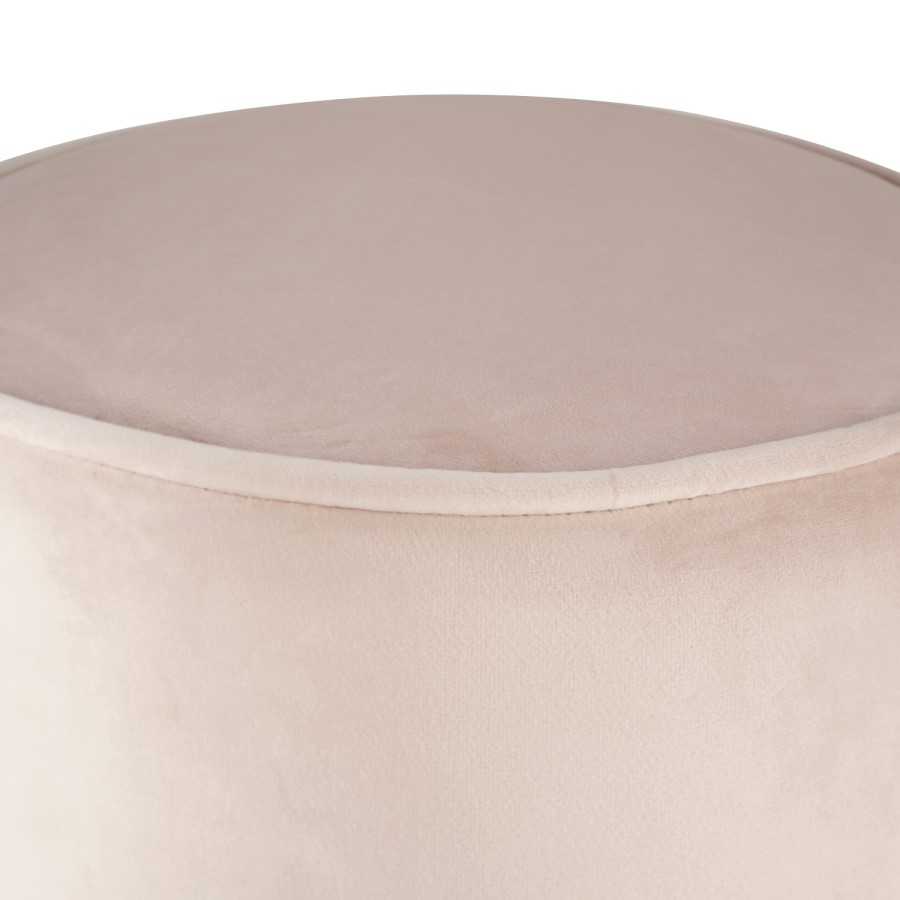 Xena Velvet Pouffe in Baby Pink - Small Round Upholstered Stool