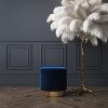 Xena Pouffe in Navy Blue Velvet - Small Round Upholstered Stool
