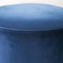 GRADE A1 - Xena Velvet Pouffe in Navy Blue - Small Round Upholstered Stool