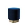 GRADE A1 - Xena Velvet Pouffe in Navy Blue - Small Round Upholstered Stool