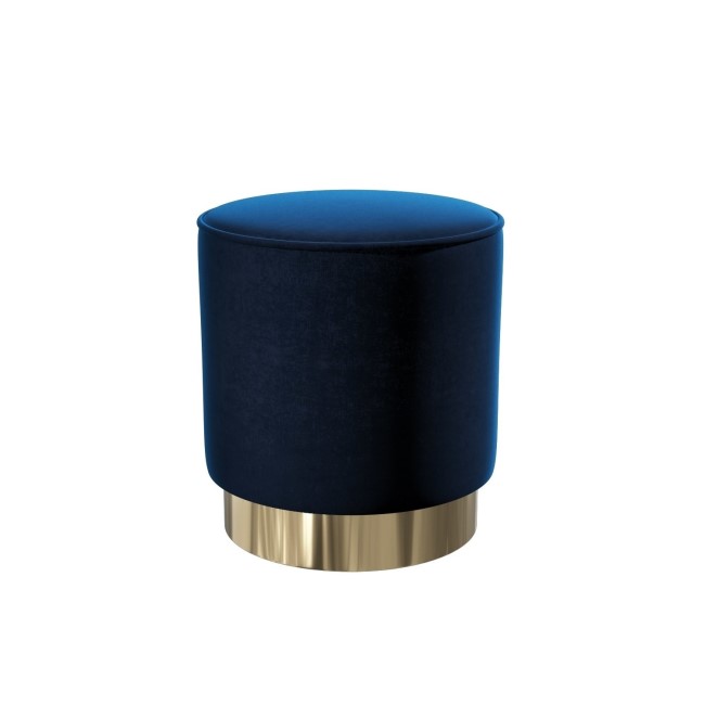 Xena Pouffe in Navy Blue Velvet - Small Round Upholstered Stool