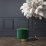 Xena Velvet Pouffe in Dark Green - Small Round Upholstered Stool
