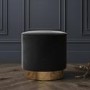 Xena Pouffe in Anthracite Grey Velvet - Small Round Upholstered Stool