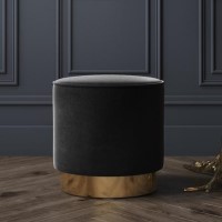 ONLY OPENED - Xena Velvet Pouffe in Anthracite Grey - Small Round Upholstered Stool ONLY OPENED - Xena Velvet Pouffe in Anthracite Grey - Small Round Upholstered Stool
