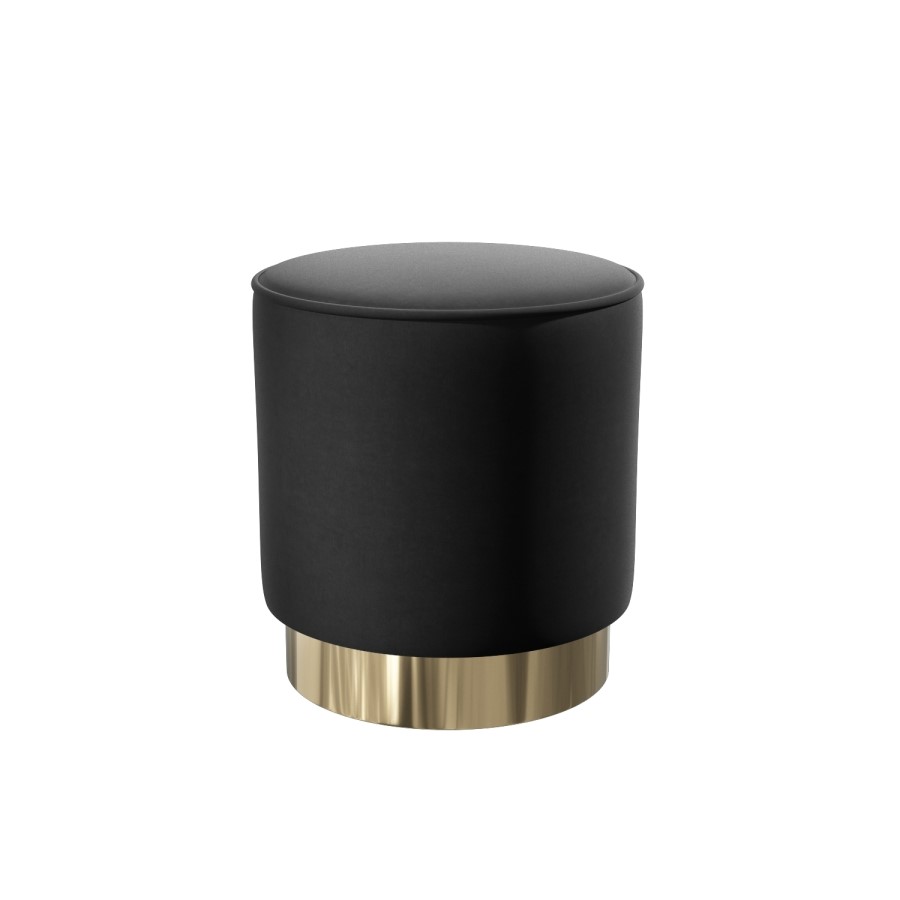 GRADE A1 - Xena Velvet Pouffe in Anthracite Grey - Small Round Upholstered Stool