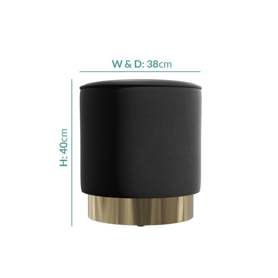 ONLY OPENED - Xena Velvet Pouffe in Anthracite Grey - Small Round Upholstered Stool