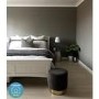 GRADE A1 - Xena Velvet Pouffe in Anthracite Grey - Small Round Upholstered Stool