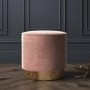 Xena Velvet Pouffe in Blush Pink - Small Round Upholstered Stool