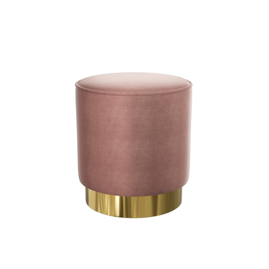 Xena Velvet Pouffe in Blush Pink - Small Round Upholstered Stool
