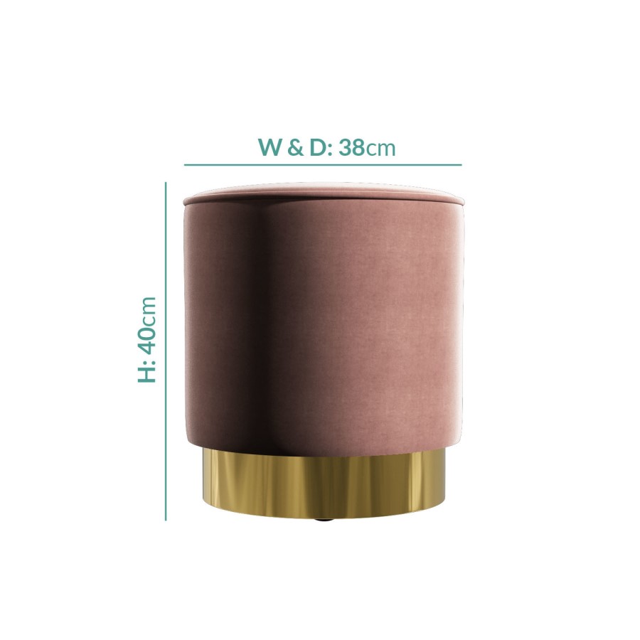 Xena Velvet Pouffe in Blush Pink - Small Round Upholstered Stool