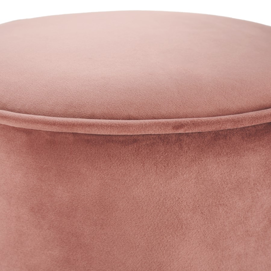 Xena Velvet Pouffe in Blush Pink - Small Round Upholstered Stool