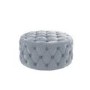 Xena Large Quilted Button Pouffe in Light Grey Velvet