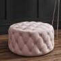 Xena Large Buttoned Footstool in Baby Pink Velvet