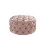 Xena Large Quilted Button Pouffe in Baby Pink Velvet