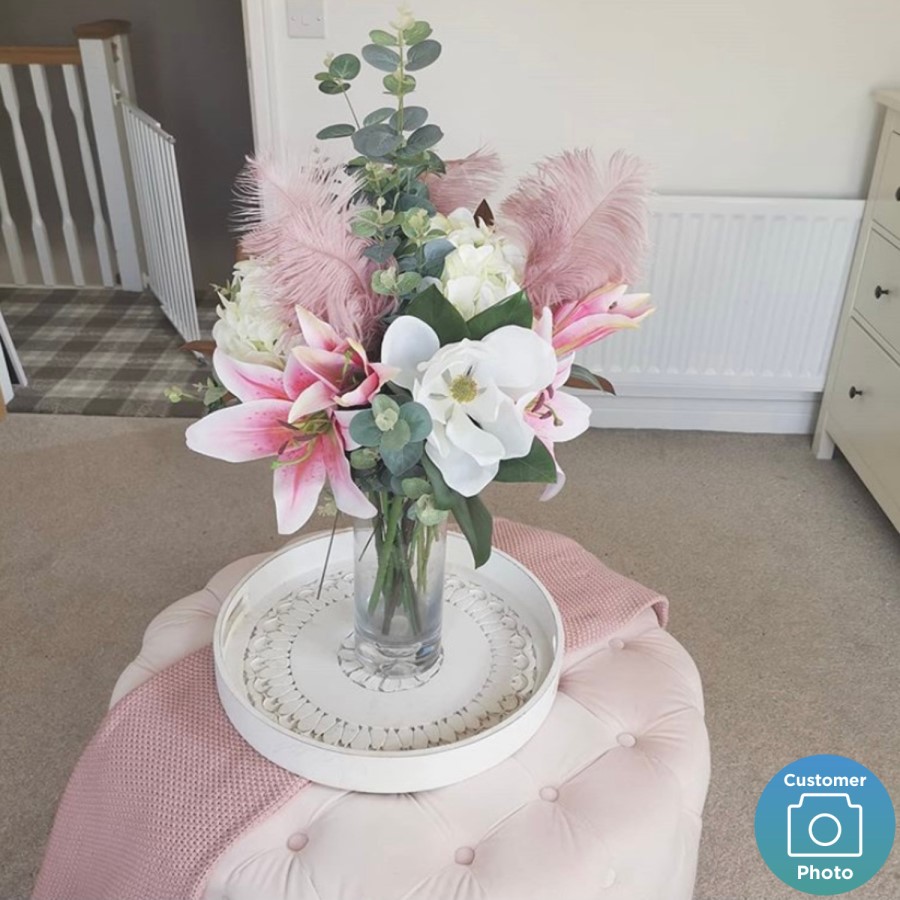 GRADE A2 - Xena Large Quilted Button Pouffe in Baby Pink Velvet