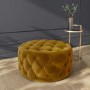 Xena Large Quilted Button Pouffe in Dark Mustard Velvet