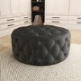 GRADE A2 - Large Dark Grey Velvet Chesterfield Pouffe Stool - Xena