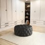 GRADE A2 - Large Dark Grey Velvet Chesterfield Pouffe Stool - Xena