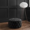 GRADE A2 - Xena Large Quilted Button Pouffe in Dark Grey Velvet