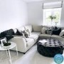 GRADE A2 - Large Dark Grey Velvet Chesterfield Pouffe Stool - Xena