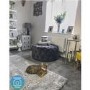 GRADE A2 - Xena Large Quilted Button Pouffe in Dark Grey Velvet