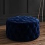 Xena Large Buttoned Footstool in Navy Velvet 