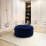 Xena Large Quilted Button Pouffe in Navy Velvet