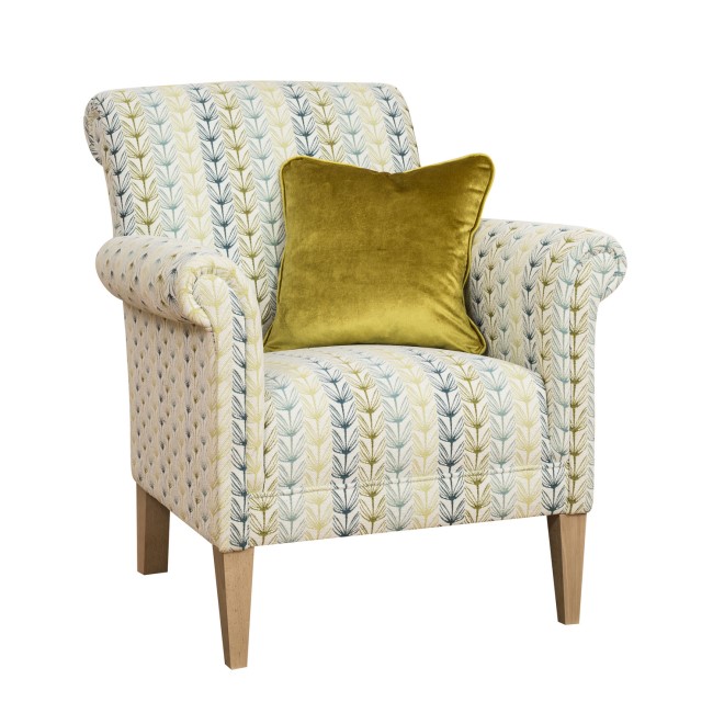 York Floral Armchair in Blue & Yellow with Scatter Cushion