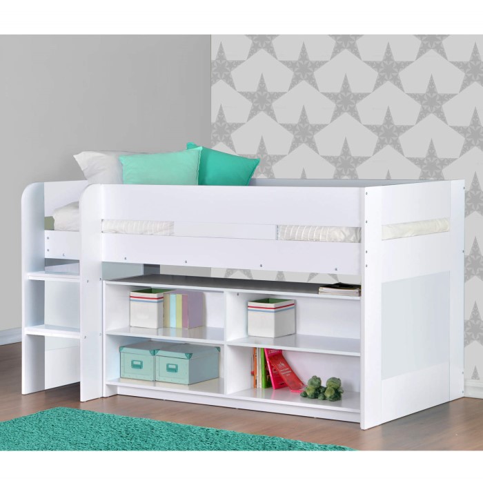 YoYo White Mid Sleeper Bed with Shelving Unit | Furniture123