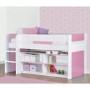 YoYo Girls Mid Sleeper Bed in White & Pink with Shelving Unit