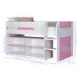 GRADE A1 - YoYo Girls Mid Sleeper Bed in White & Pink with Shelving Unit