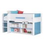 YoYo Boys Mid Sleeper Bed in Blue & White with Shelving Unit