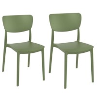 Set of 2 Olive Green Plastic Dining Chairs - Monna Set of 2 Olive Green Plastic Dining Chairs - Monna
