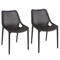 Set of 2 Black Plastic Dining Chairs - Spring