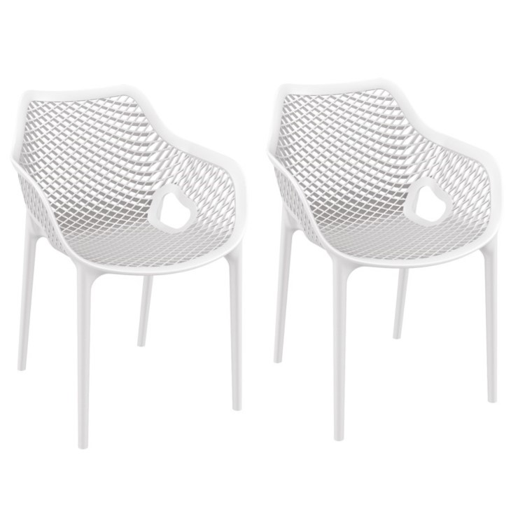 Spring White Dining Chair with Arms - Set of 2