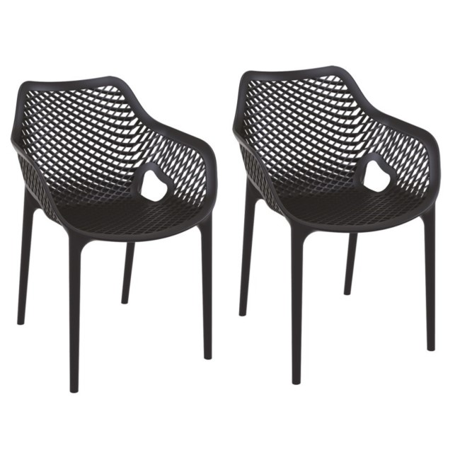 Spring Black Dining Chair with Arms - Set of 2