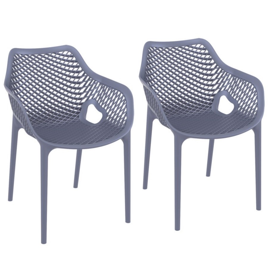 Spring Anthractie Dining Chair with Arms - Set of 2