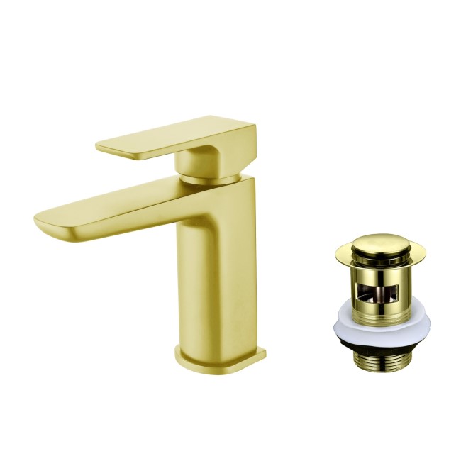 Brushed Brass Mono Basin Mixer Tap With Waste - Zana