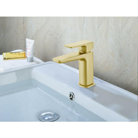 Brushed Brass Mono Basin Mixer Tap With Waste - Zana