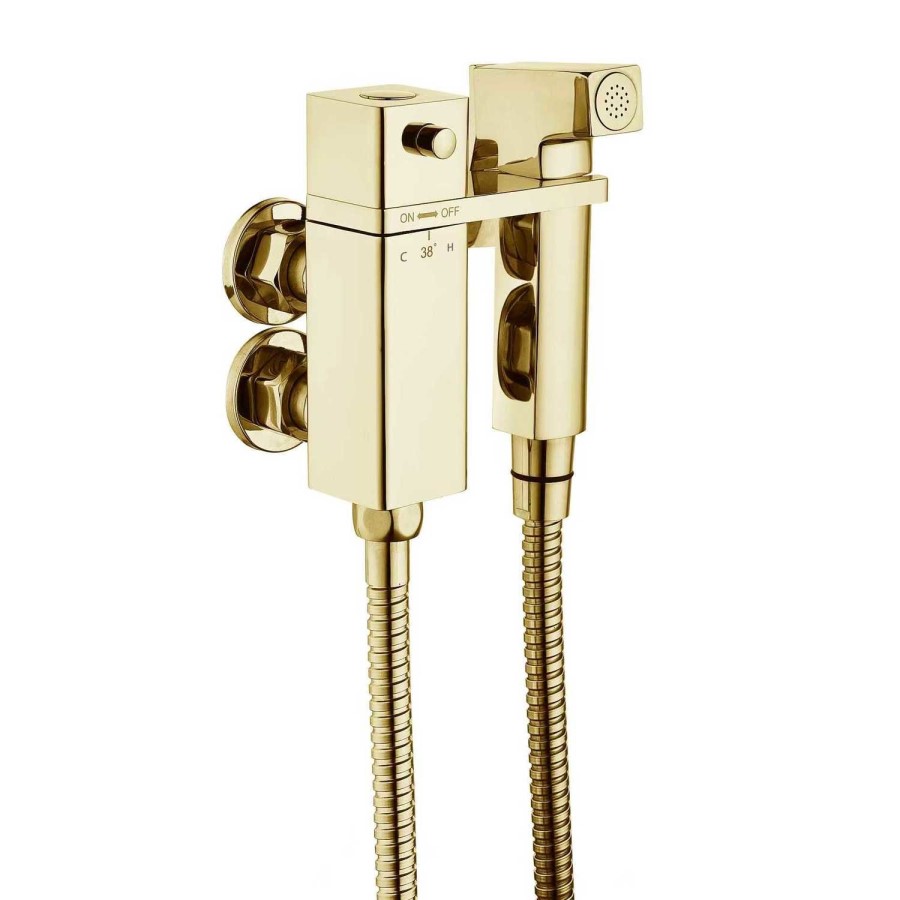 Brushed Brass Thermostatic Douche Shower / Bidet Shower Spray Kit - Zana