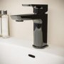 Black Chrome Mono Basin Mixer Tap with Slotted Basin Waste - Zana