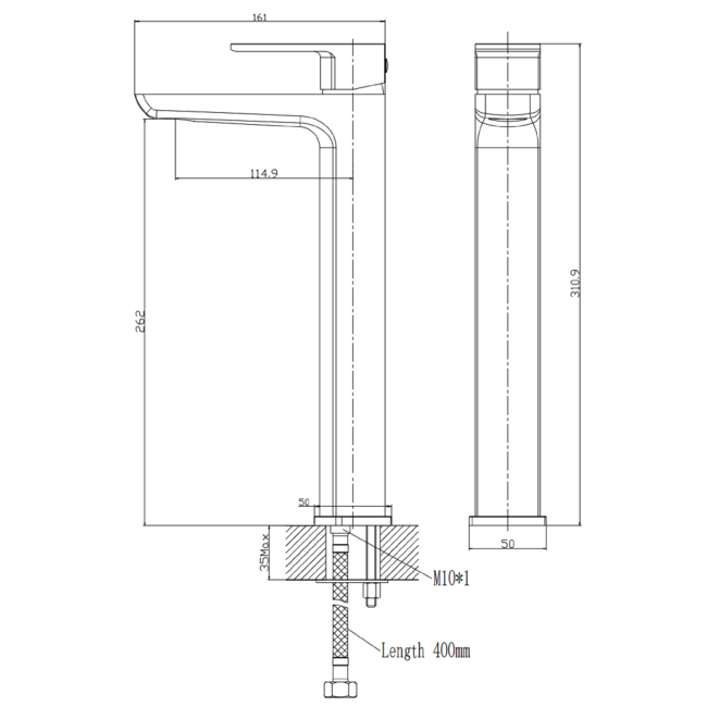 Chrome Tall Mono Basin Mixer Tap - Zana